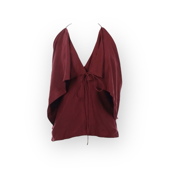 new Robert Rodriguez ✦ Chic Draped Overlay Strappy Silk Cami Top ✦ Wine 12 L XL - Picture 13 of 17
